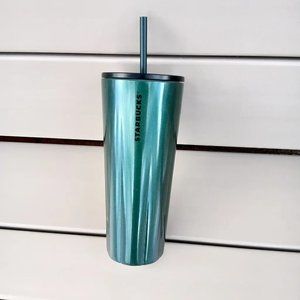 Starbucks Christmas 2021 Stainless Steel Metallic Green Tumbler